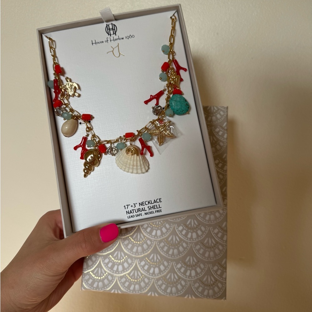 🌴 NWT House of Harlow 1960 Tropical Charm Necklace 🌺